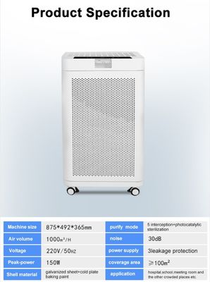 Biurowy oczyszczacz powietrza 150 W UV ze sterylizatorem plazmowym